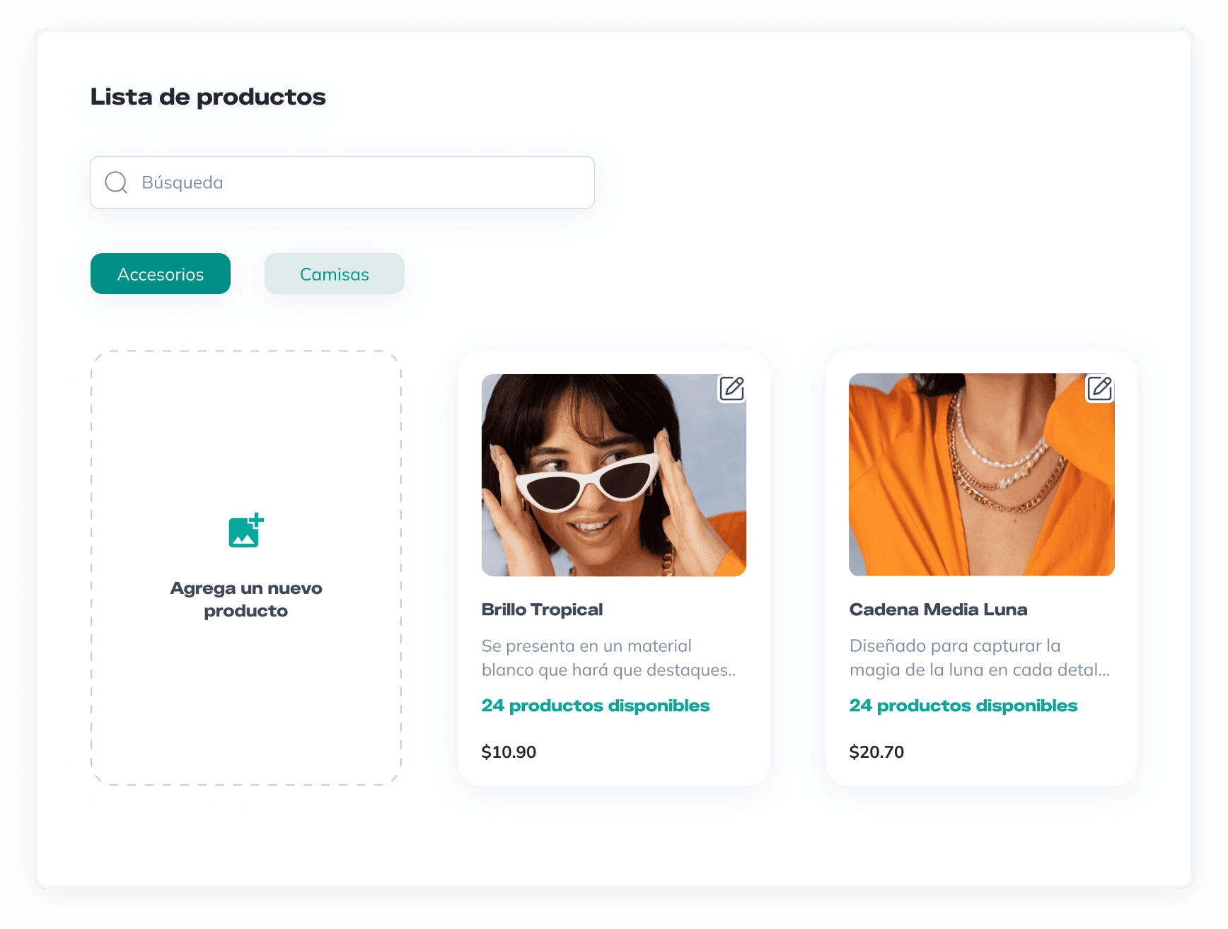 Inventario de productos Cubo Admin